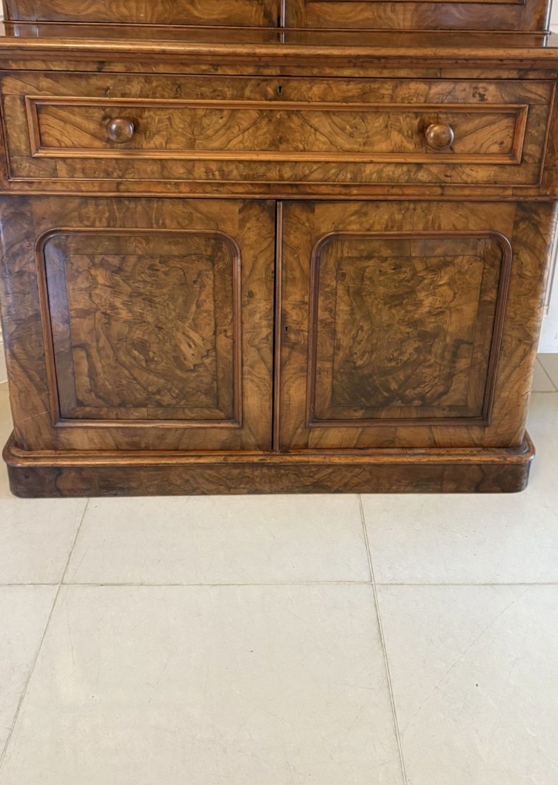 Antique Victorian Outstanding Quality Burr Walnut Secretaire Bookcase - Image 12